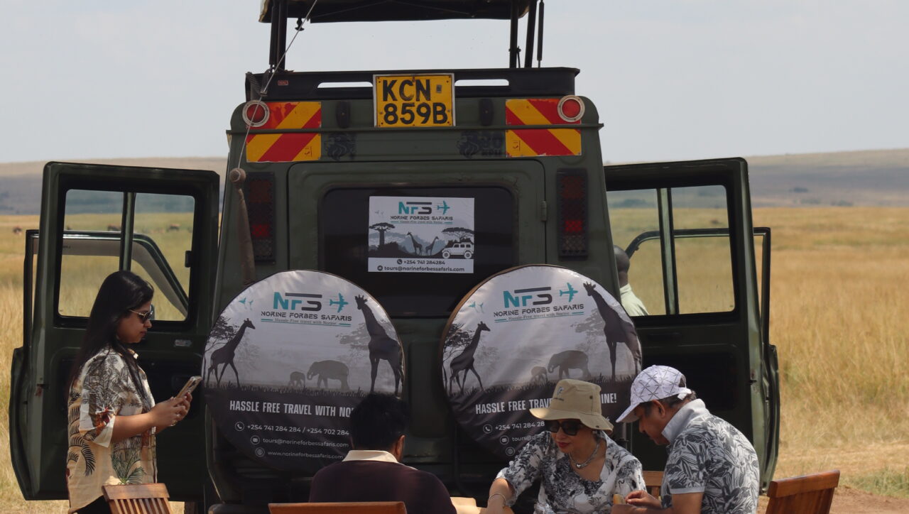 clients enjoying a picnic lunch in Maasai mara Kenya