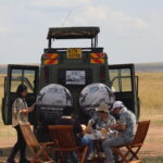clients enjoying a picnic lunch in Maasai mara Kenya